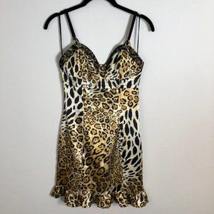 Guess Jeans Stretch Slip Silk Leopard Print Dress